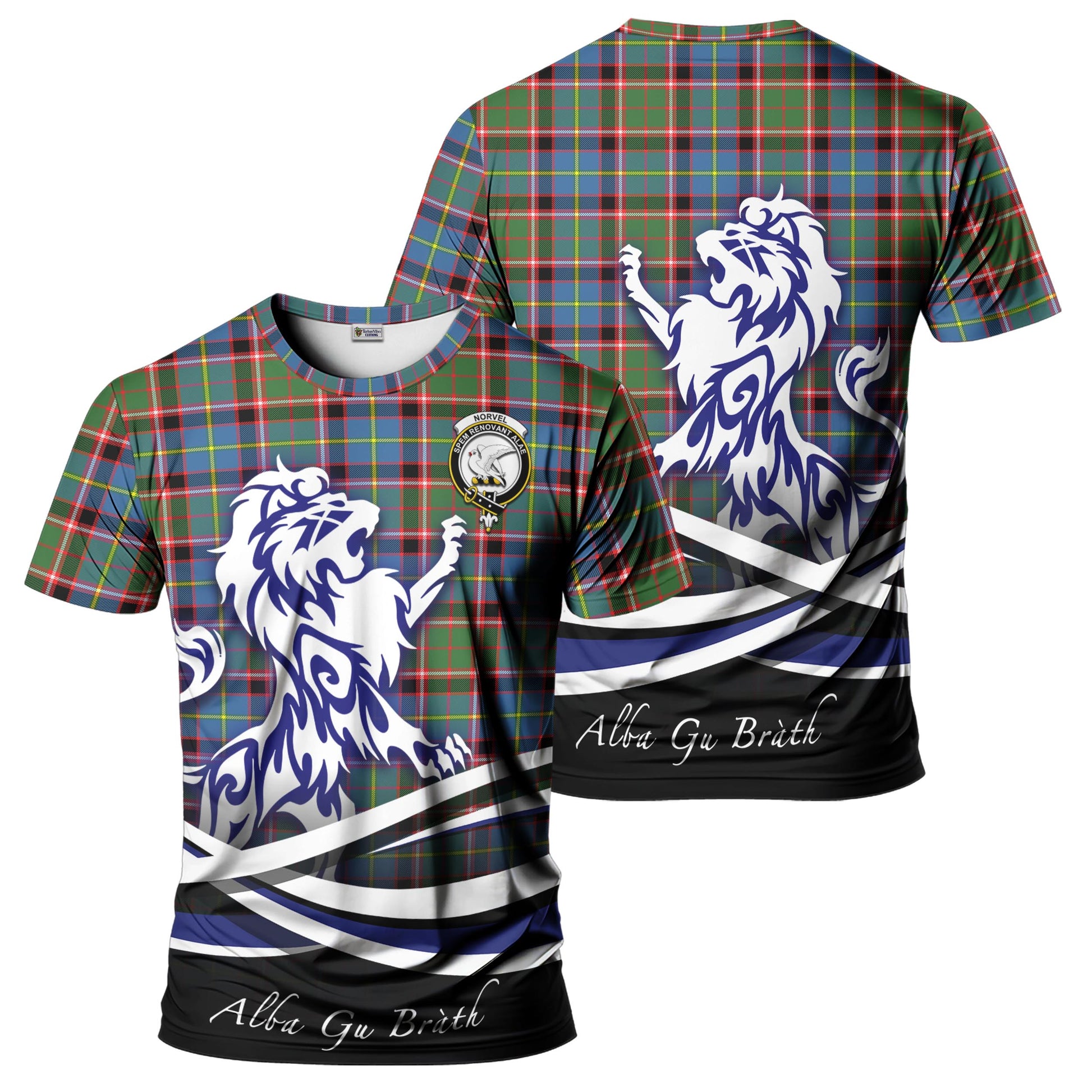 Norvel Tartan T-Shirt with Alba Gu Brath Regal Lion Emblem - Tartan Vibes Clothing