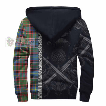 Norvel Tartan Sherpa Hoodie with Family Crest Cross Sword Thistle Celtic Vibes - Tartan Vibes Clothing