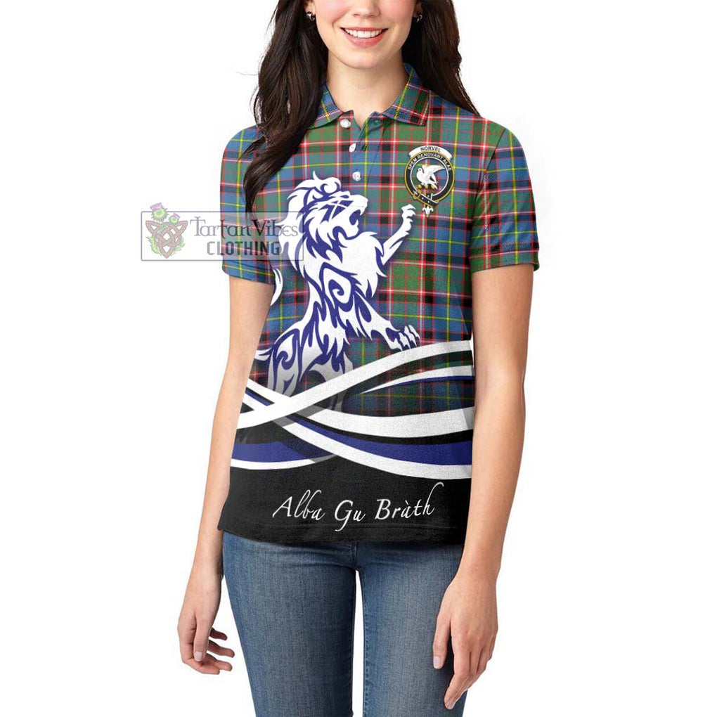 Norvel Tartan Women's Polo Shirt with Alba Gu Brath Regal Lion Emblem - Tartan Vibes Clothing