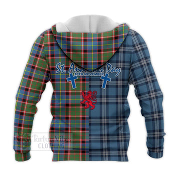 Norvel Tartan Knitted Hoodie Happy St. Andrew's Day Half Tartan Style - Tartan Vibes Clothing