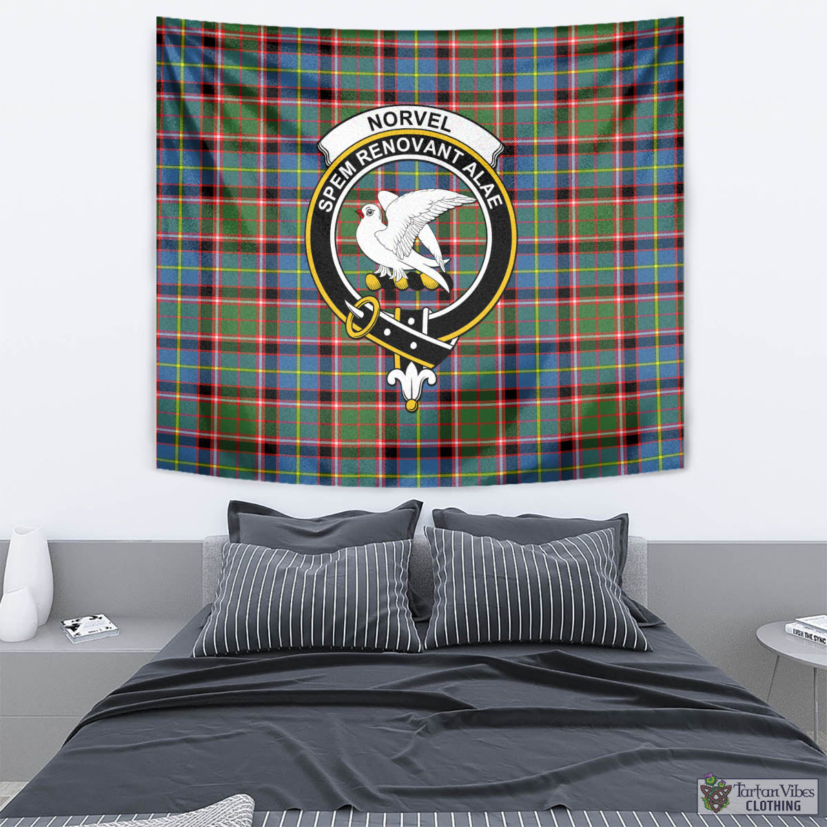 Norvel Tartan Tapestry Wall Hanging and Home Decor for Room with Family Crest - Tartan Vibes Clothing
