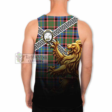 Norvel Crest Tartan Men's Tank Top with Golden Lion Emblem Celtic Style - Tartan Vibes Clothing
