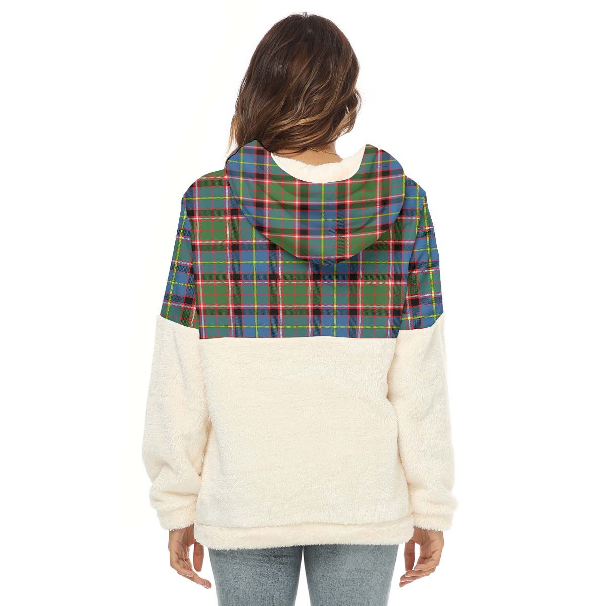Norvel Tartan Half Style Women's Borg Fleece Hoodie with Half Zip - Tartan Vibes Clothing