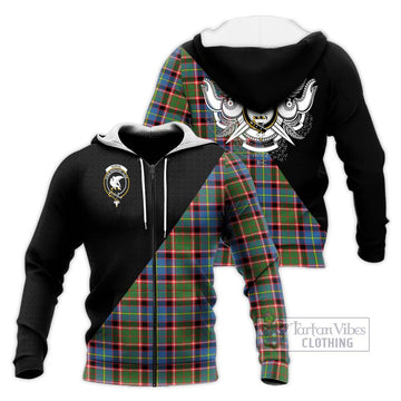 Norvel Tartan Knitted Hoodie with Family Crest and Military Logo Style Unisex Knitted Zip Hoodie - Tartan Vibes Clothing