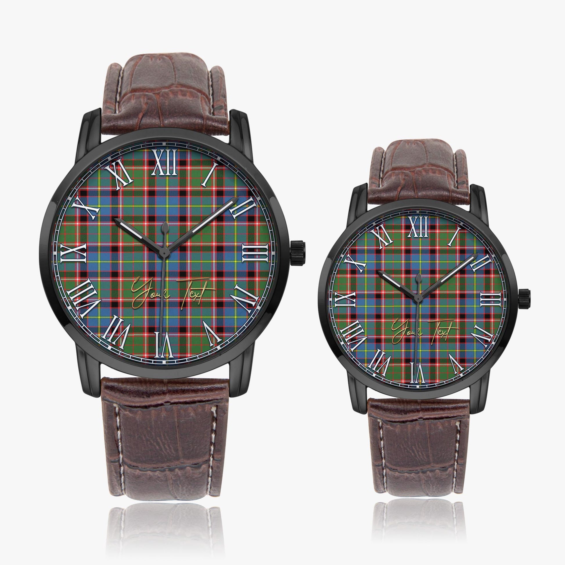 Norvel Tartan Personalized Your Text Leather Trap Quartz Watch - Tartan Vibes Clothing