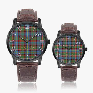 Norvel Tartan Personalized Your Text Leather Trap Quartz Watch - Tartan Vibes Clothing
