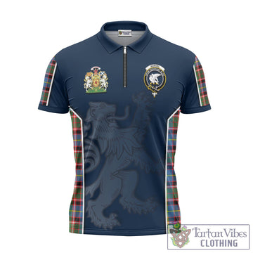 Norvel Tartan Zipper Polo Shirt with Family Crest and Lion Rampant Vibes Sport Style - Tartan Vibes Clothing