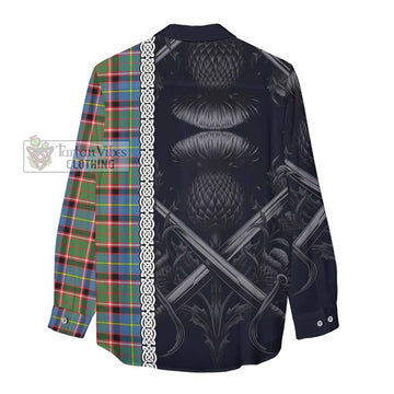 Norvel Tartan Women's Casual Shirt with Family Crest Cross Sword Thistle Celtic Vibes - Tartan Vibes Clothing