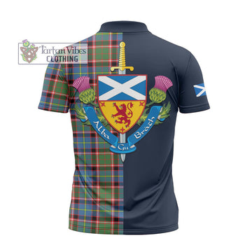Norvel Tartan Zipper Polo Shirt Alba with Scottish Lion Royal Arm Half Style - Tartan Vibes Clothing