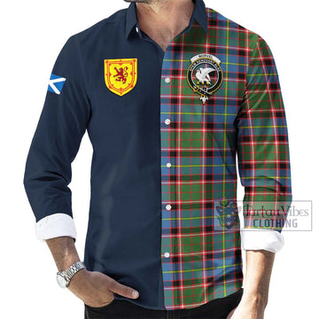 Norvel Tartan Long Sleeve Button Shirt Alba with Scottish Lion Royal Arm Half Style Men's Shirt - Tartan Vibes Clothing