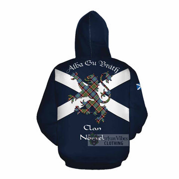 Norvel Tartan Lion Rampant Cotton Hoodie Proudly Display Your Heritage with Alba Gu Brath and Clan Name Pullover Hoodie - Tartan Vibes Clothing