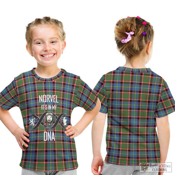 Norvel Tartan Kid T-Shirt with Family Crest DNA In Me Style - Tartan Vibes Clothing