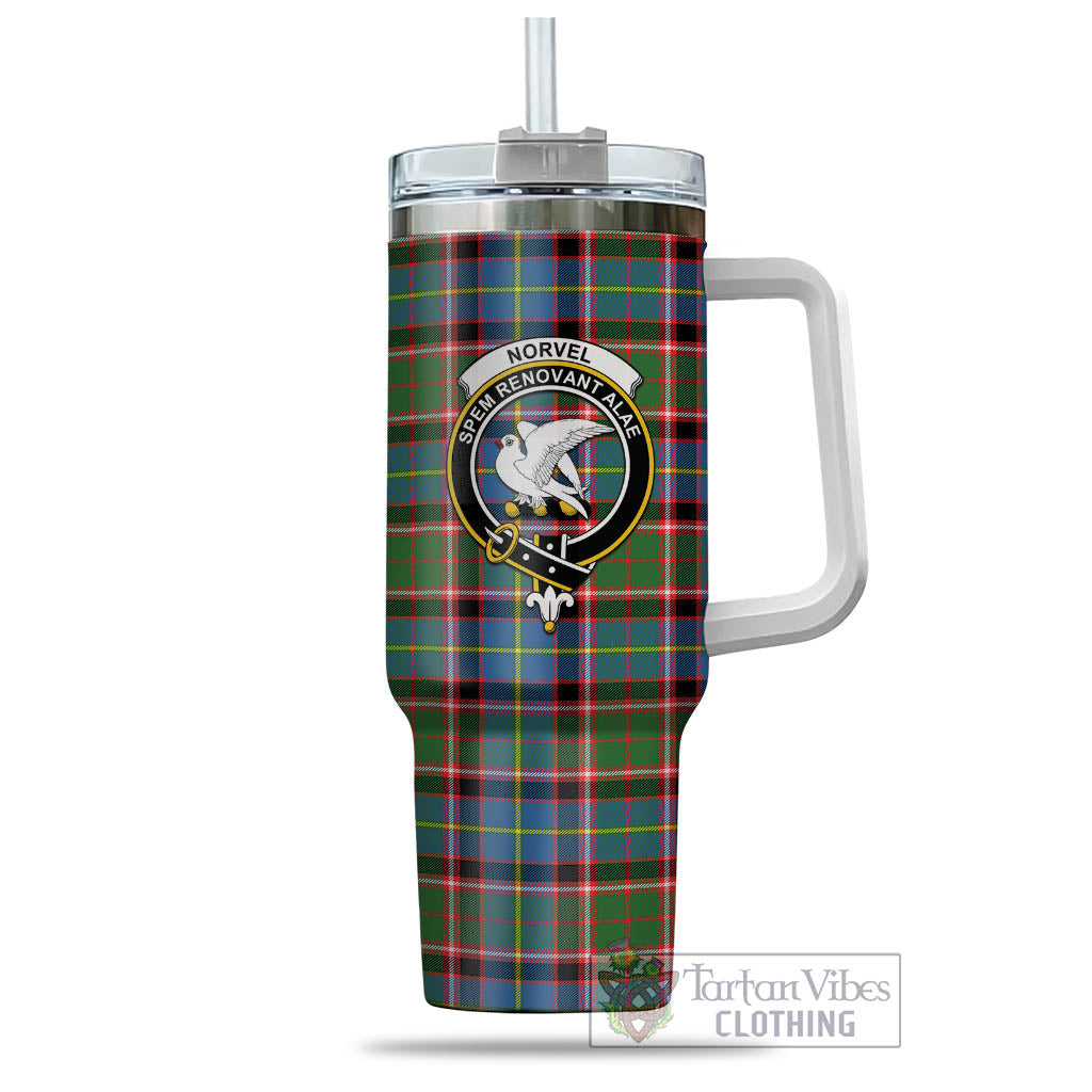 Norvel Tartan Tumbler with Handle with Family Crest - Tartan Vibes Clothing