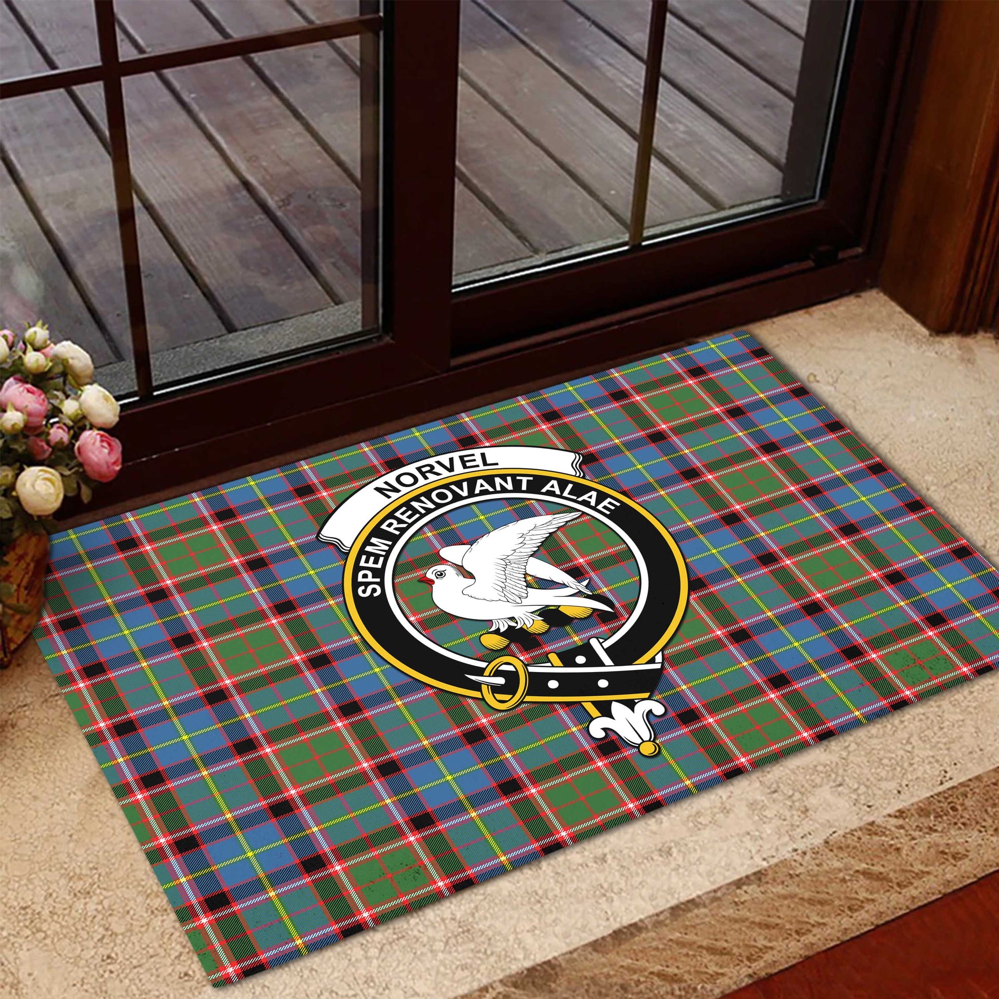 Norvel Tartan Rubber Doormat with Family Crest - Tartan Vibes Clothing