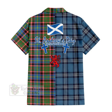 Norvel Tartan Hawaiian Shirt Happy St. Andrew's Day Half Tartan Style - Tartan Vibes Clothing