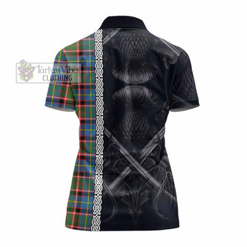 Norvel Tartan Women's Polo Shirt with Family Crest Cross Sword Thistle Celtic Vibes - Tartan Vibes Clothing