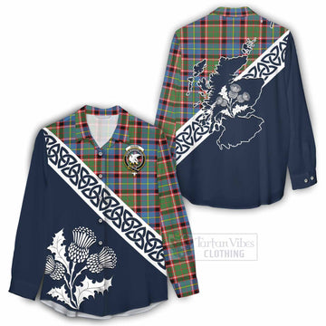 Norvel Tartan Women's Casual Shirt Featuring Thistle and Scotland Map - Tartan Vibes Clothing
