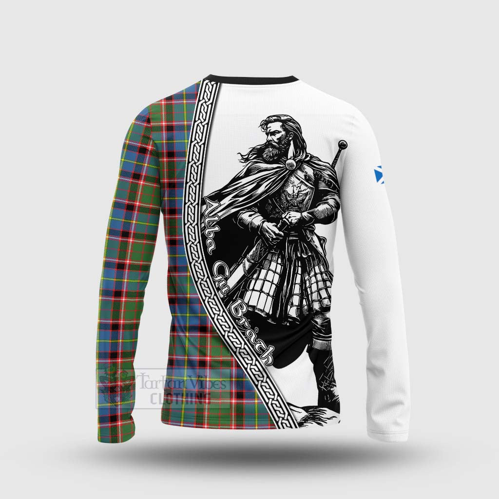 Norvel Tartan Clan Crest Long Sleeve T-Shirt with Highlander Warrior Celtic Style - Tartan Vibes Clothing