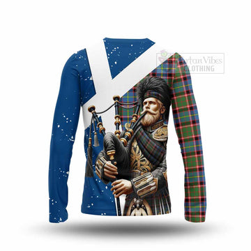 Norvel Tartan Long Sleeve T-Shirt with Family Crest Scottish Bagpiper Vibes - Tartan Vibes Clothing