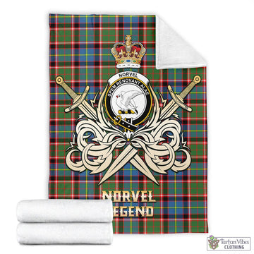Norvel Tartan Blanket with Clan Crest and the Golden Sword of Courageous Legacy