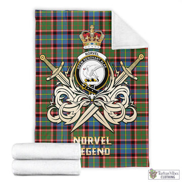Norvel Tartan Blanket with Clan Crest and the Golden Sword of Courageous Legacy - Tartan Vibes Clothing