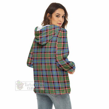 Tartan Vibes Clothing Norvel Tartan Crest Women's Borg  Half Zip Fleece Hoodie