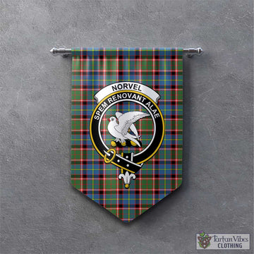 Norvel Tartan Gonfalon, Tartan Banner with Family Crest - Tartan Vibes Clothing