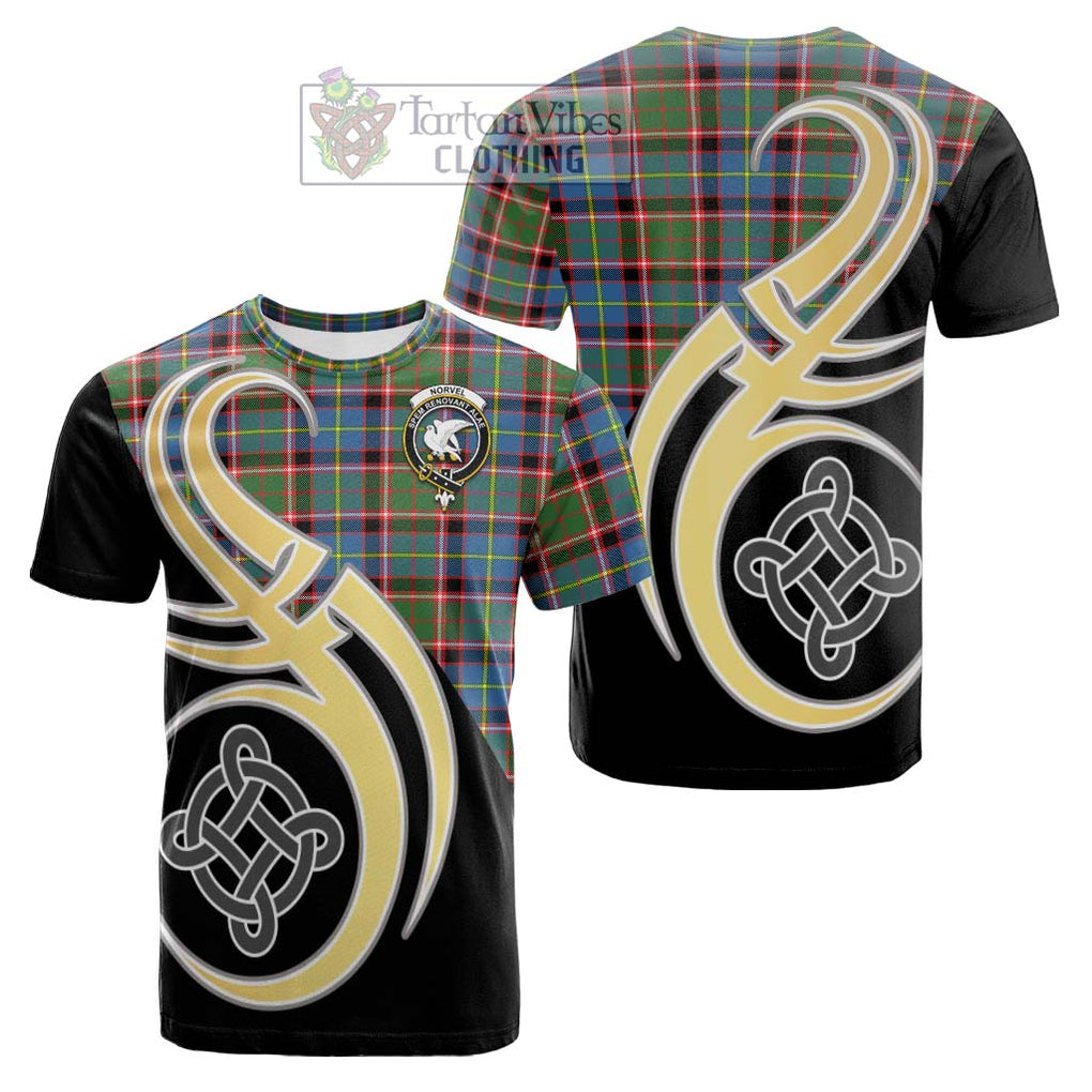 Norvel Tartan Cotton T-shirt with Family Crest and Celtic Symbol Style Kid's Shirt - Tartan Vibes Clothing