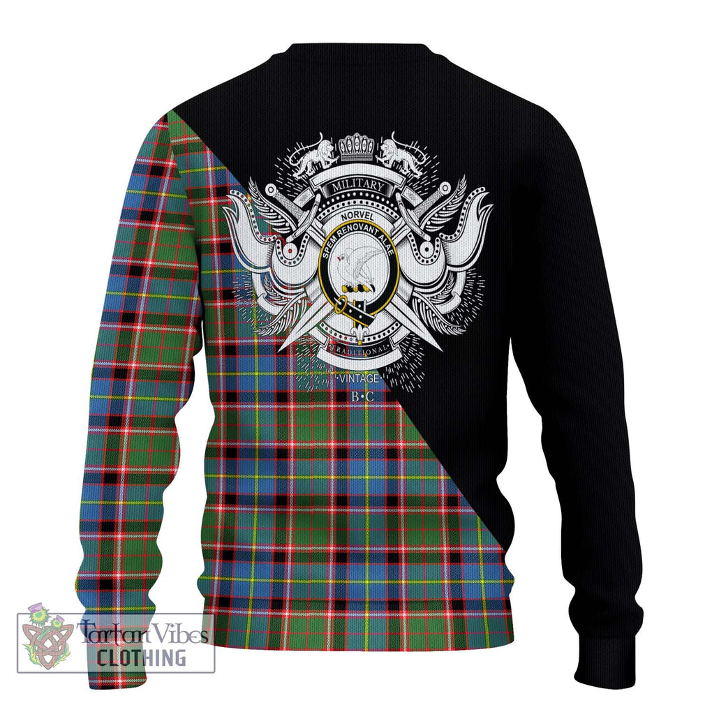 Norvel Tartan Ugly Sweater with Family Crest and Military Logo Style - Tartan Vibes Clothing