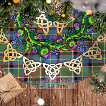 Tartan Vibes Clothing Norvel Tartan Christmas Tree Skirt with Thistle Celtic Knot Style