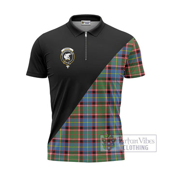 Norvel Tartan Zipper Polo Shirt with Family Crest and Military Logo Style - Tartan Vibes Clothing