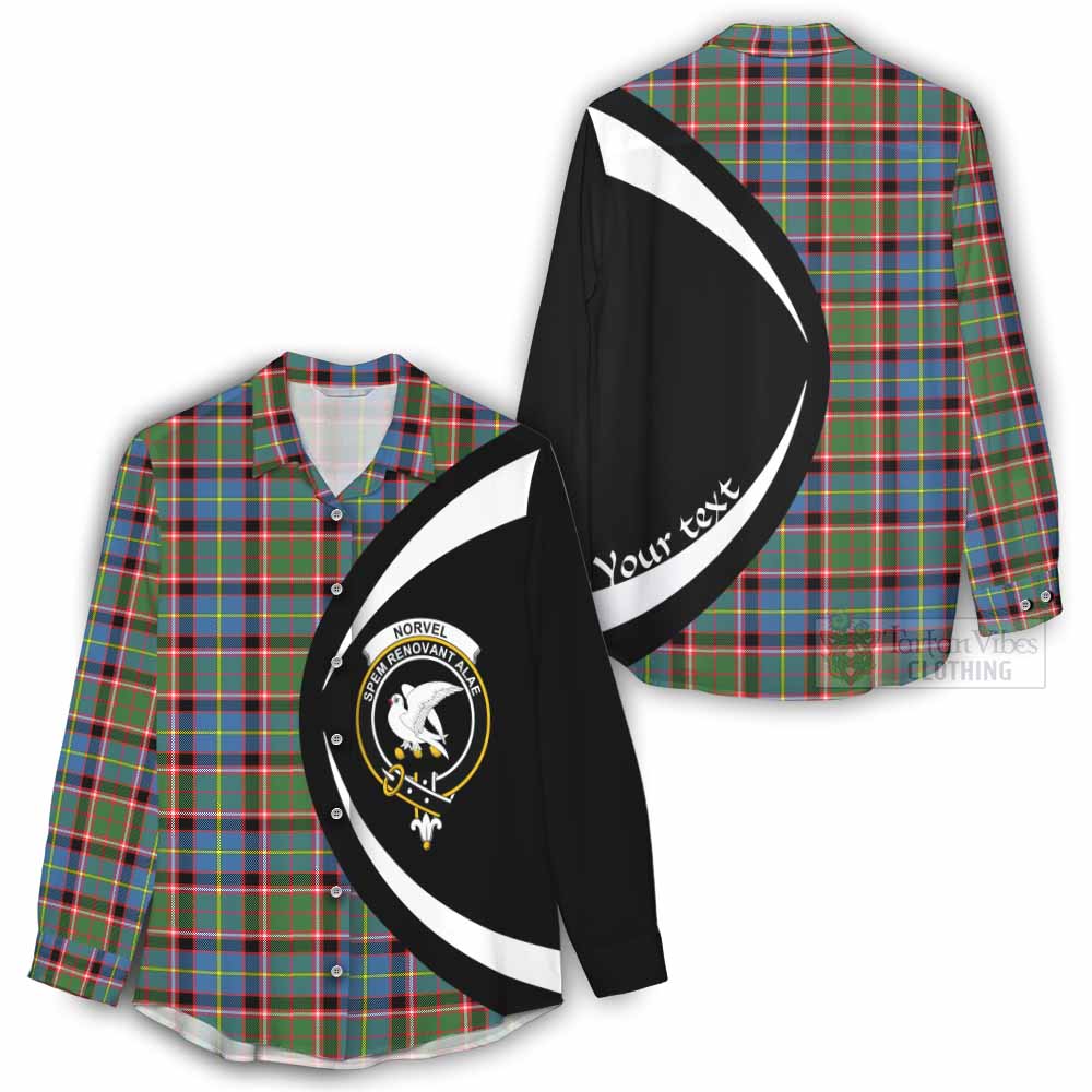 Norvel Tartan Women's Casual Shirt with Family Crest Circle Style - Tartan Vibes Clothing