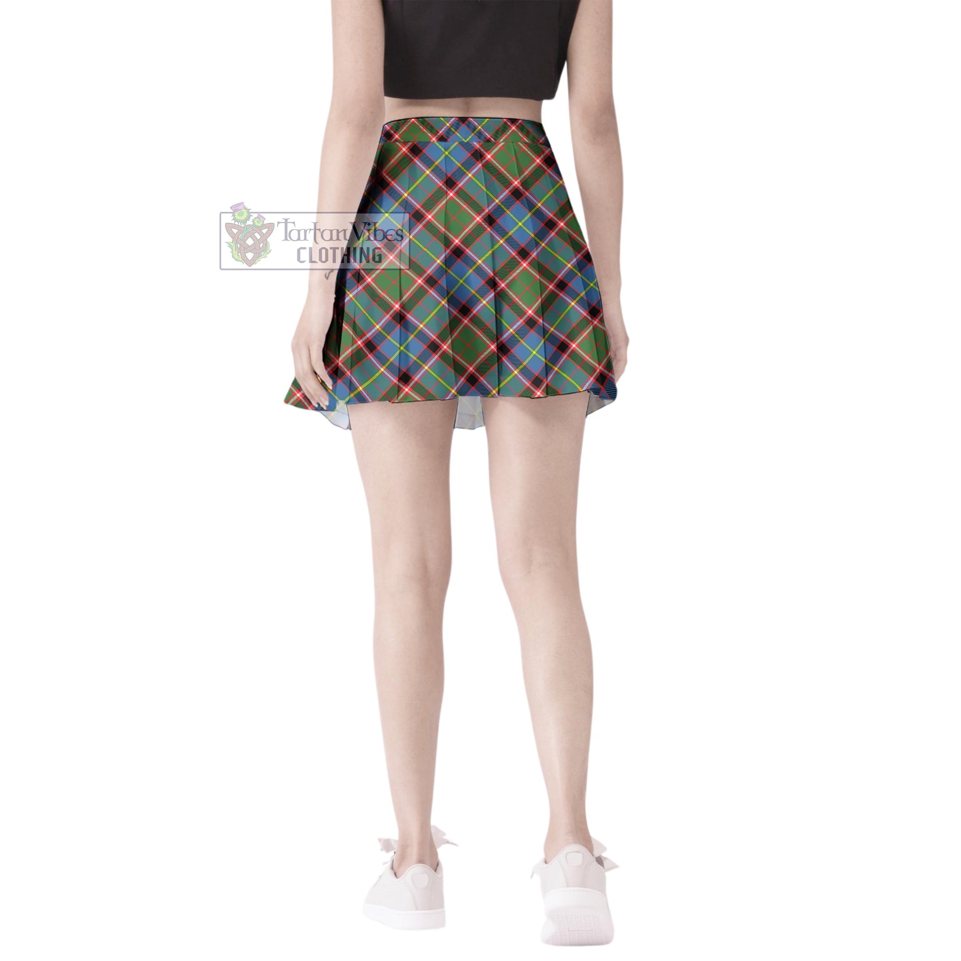 Norvel Tartan Women's Plated Mini Skirt Cross Style - Tartan Vibes Clothing