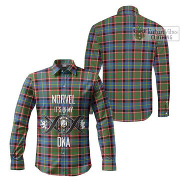 Norvel Tartan Long Sleeve Button Shirt with Family Crest DNA In Me Style Men's Shirt - Tartanvibesclothing Shop