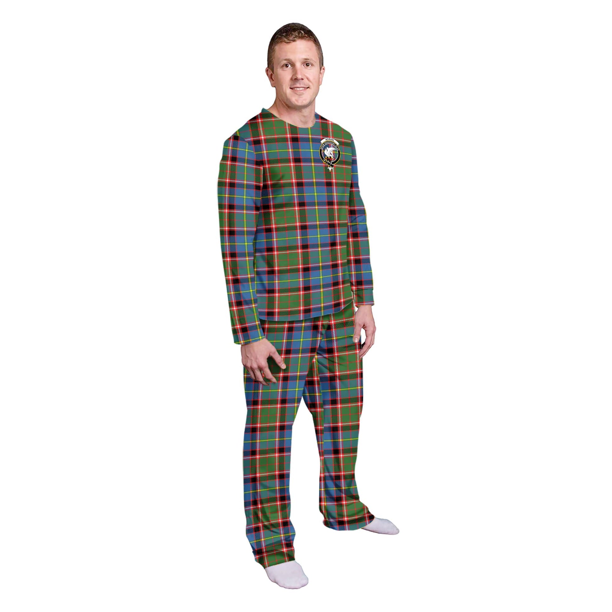 Norvel Tartan Pajamas Family Set with Family Crest - Tartan Vibes Clothing