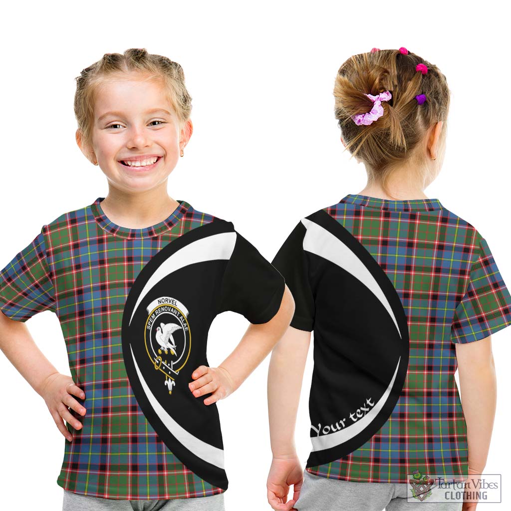 Norvel Tartan Kid T-Shirt with Family Crest Circle Style - Tartan Vibes Clothing