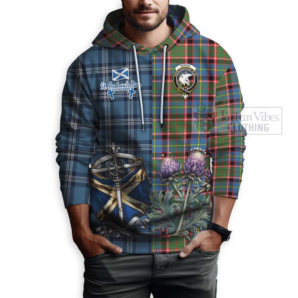 Norvel Tartan Hoodie Happy St. Andrew's Day Half Tartan Style - Tartan Vibes Clothing