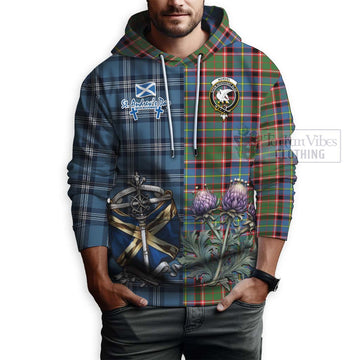 Norvel Tartan Hoodie Happy St. Andrew's Day Half Tartan Style - Tartan Vibes Clothing