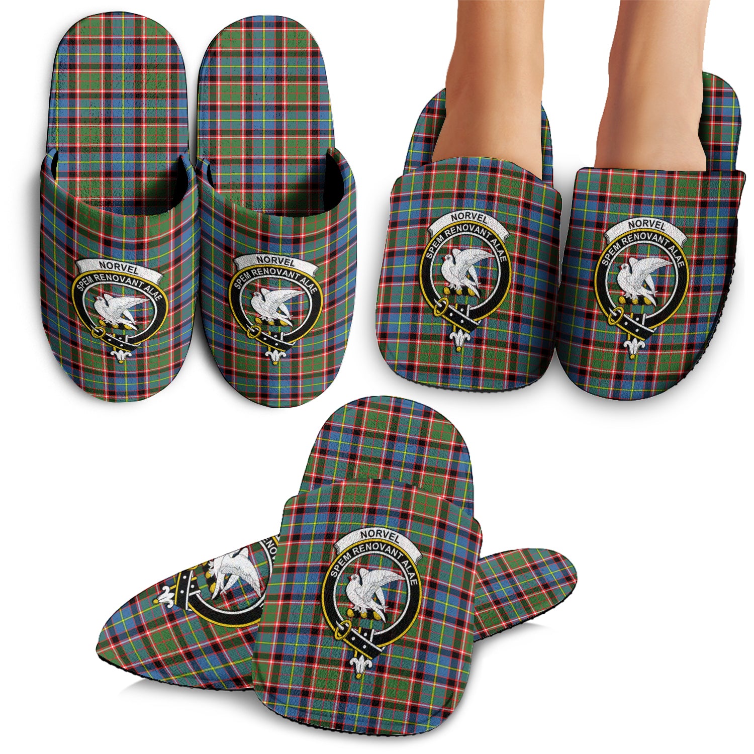 Norvel Tartan Home Slippers with Family Crest - Tartan Vibes Clothing