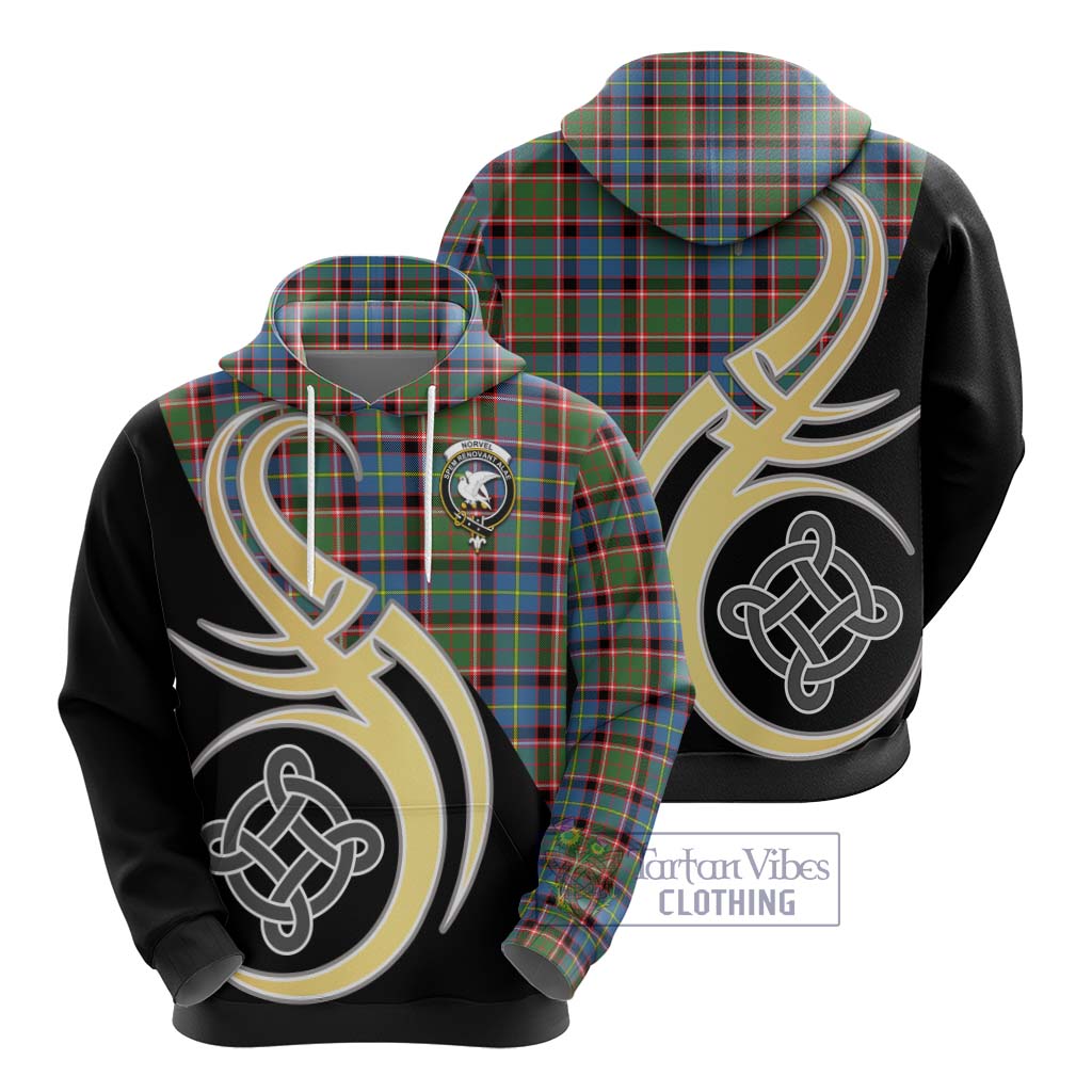 Norvel Tartan Hoodie with Family Crest and Celtic Symbol Style - Tartan Vibes Clothing