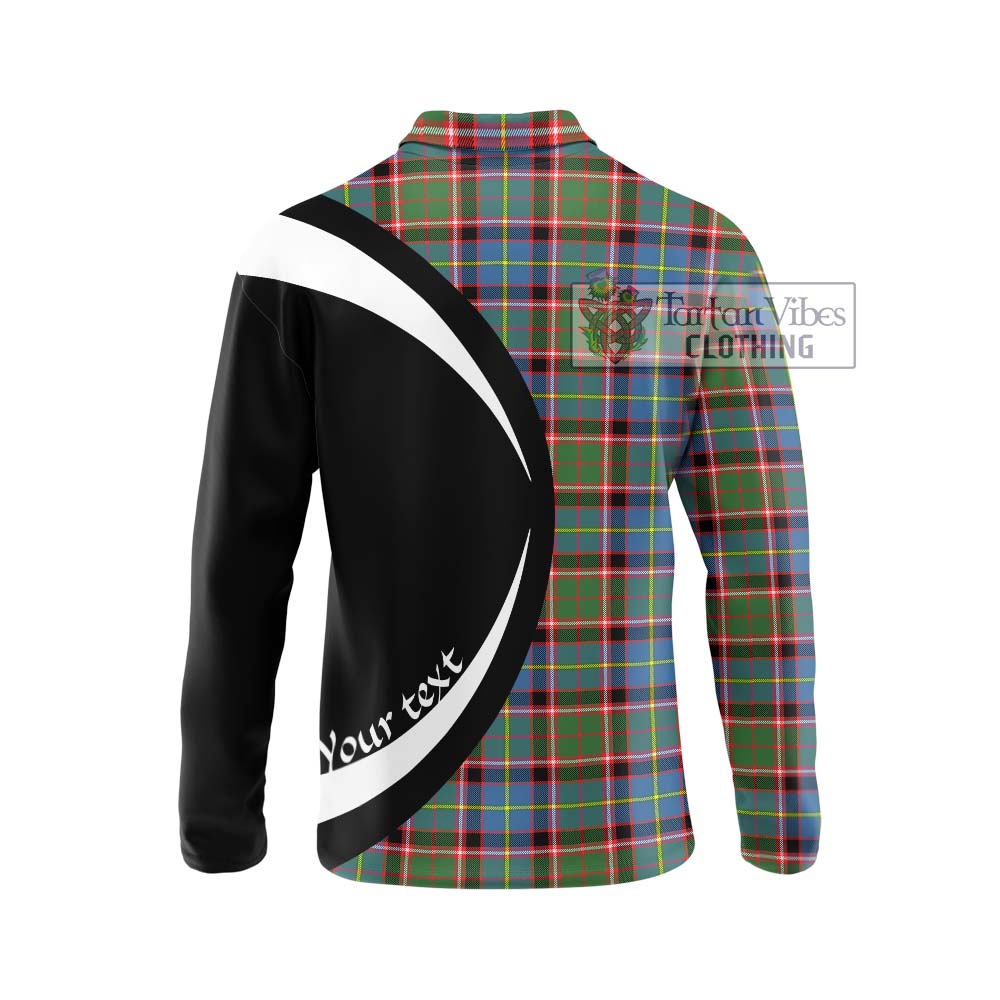 Norvel Tartan Long Sleeve Polo Shirt with Family Crest Circle Style - Tartan Vibes Clothing