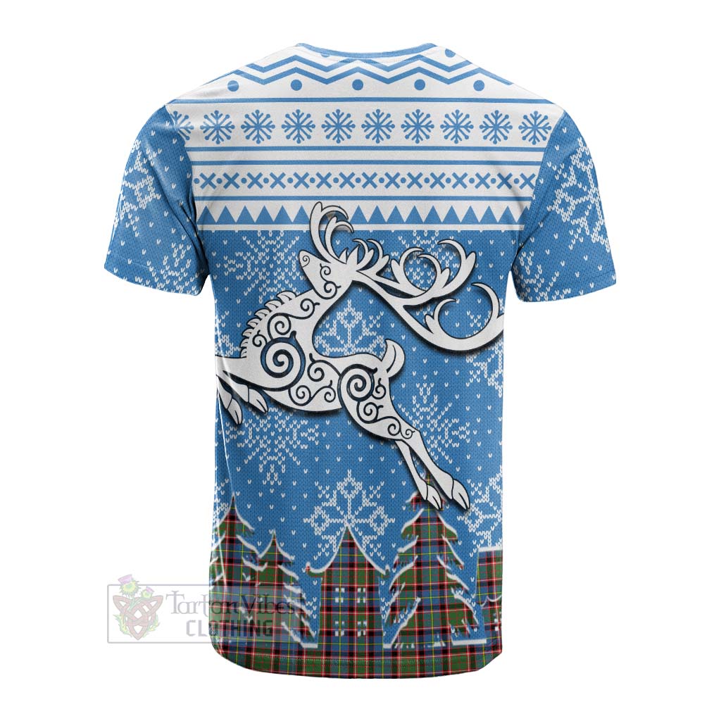 Norvel Clan Christmas Cotton T-shirt Celtic Reindeer Style - Tartan Vibes Clothing