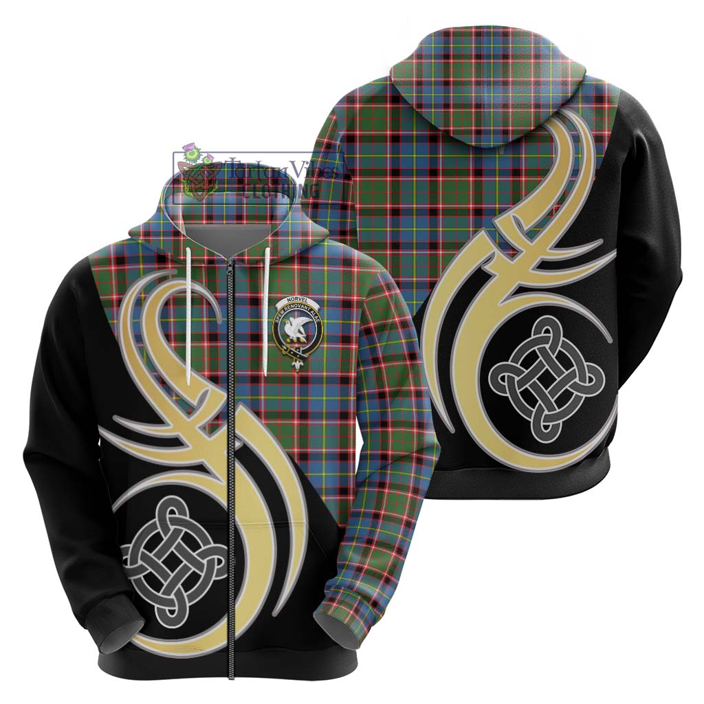 Norvel Tartan Hoodie with Family Crest and Celtic Symbol Style - Tartan Vibes Clothing
