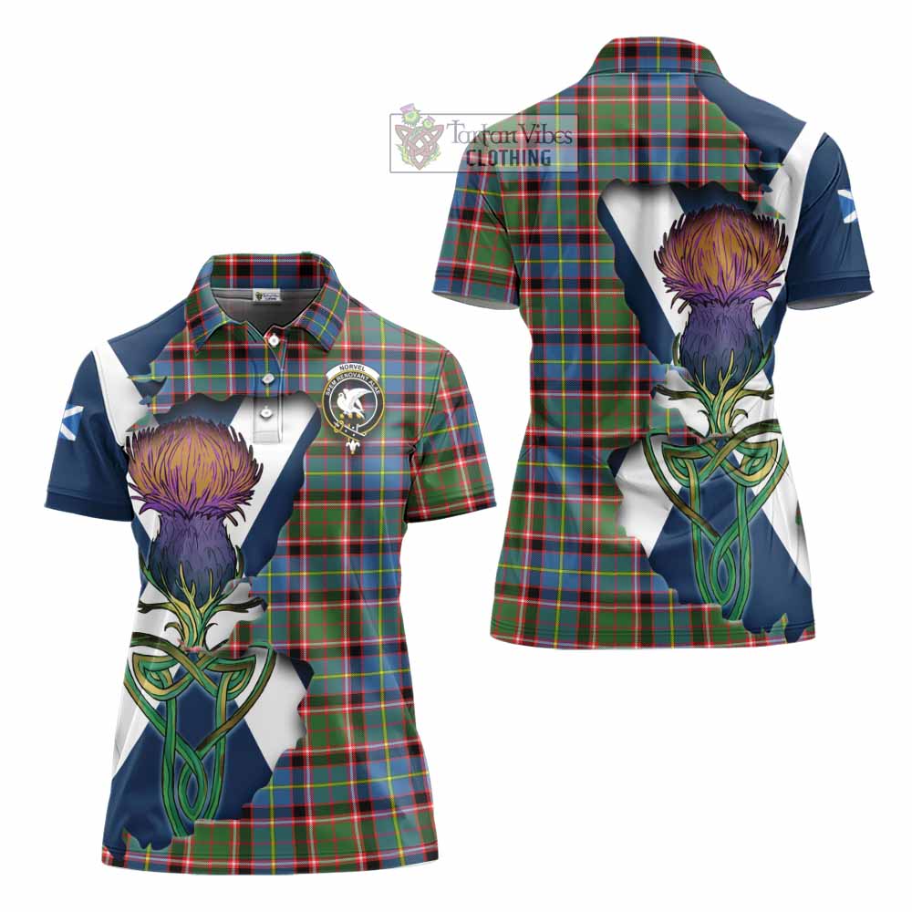 Norvel Tartan Family Crest Women's Polo Shirt Scottish Thistle Celtic Inspired - Tartan Vibes Clothing