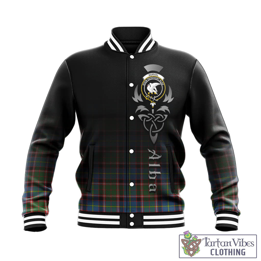 Norvel Tartan Baseball Jacket Featuring Alba Gu Brath Family Crest Celtic Inspired - Tartan Vibes Clothing