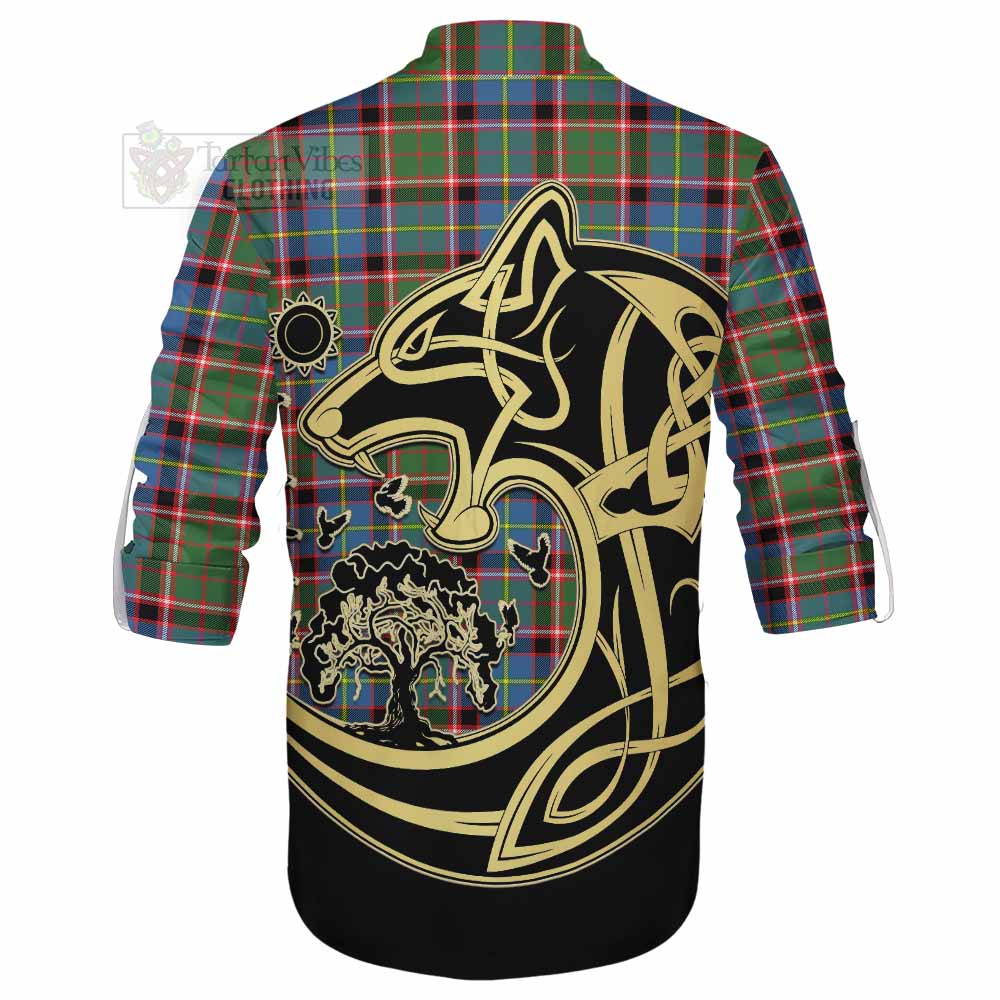 Norvel Tartan Ghillie Kilt Shirt with Family Crest Celtic Wolf Style - Tartan Vibes Clothing