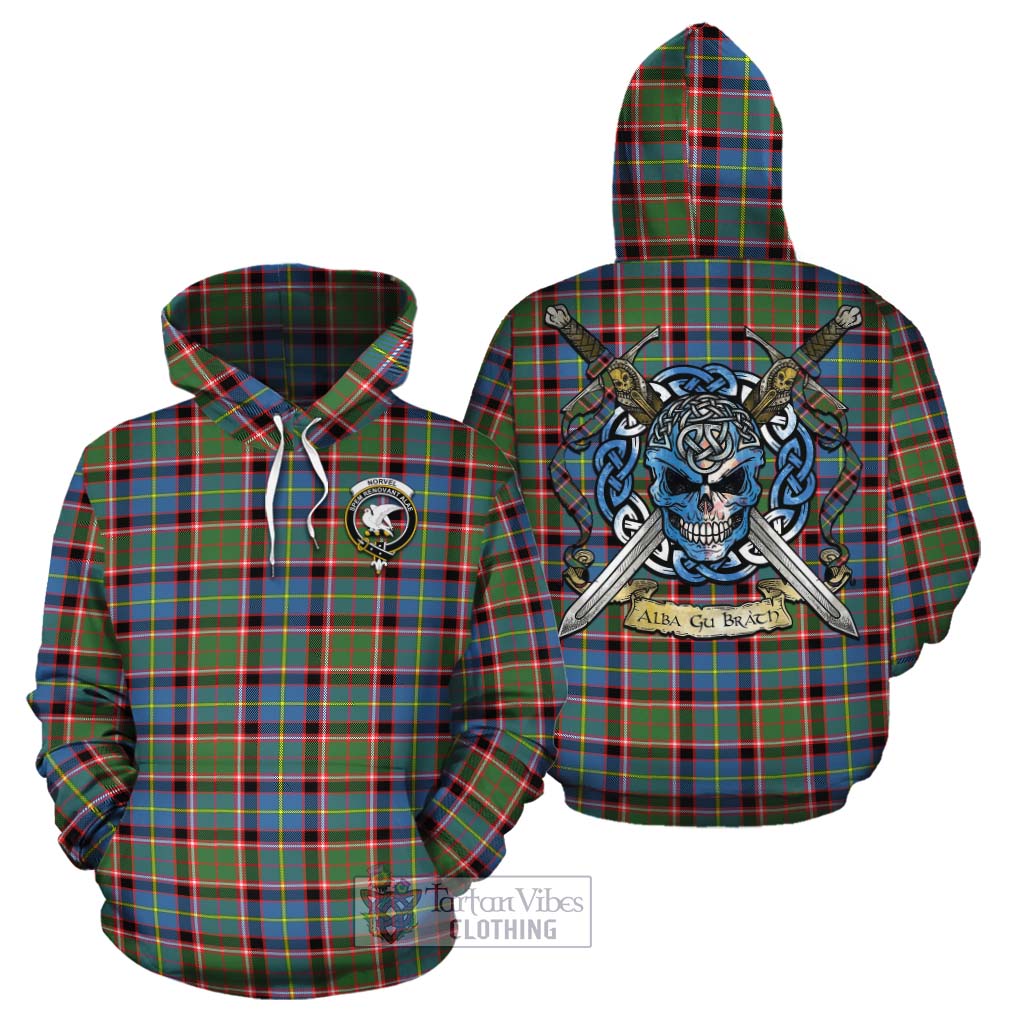 Norvel Tartan Cotton Hoodie with Family Crest Celtic Skull Style Zip Hoodie - Tartan Vibes Clothing