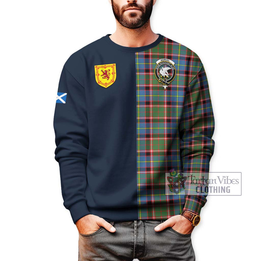 Norvel Tartan Sweatshirt Alba with Scottish Lion Royal Arm Half Style - Tartan Vibes Clothing