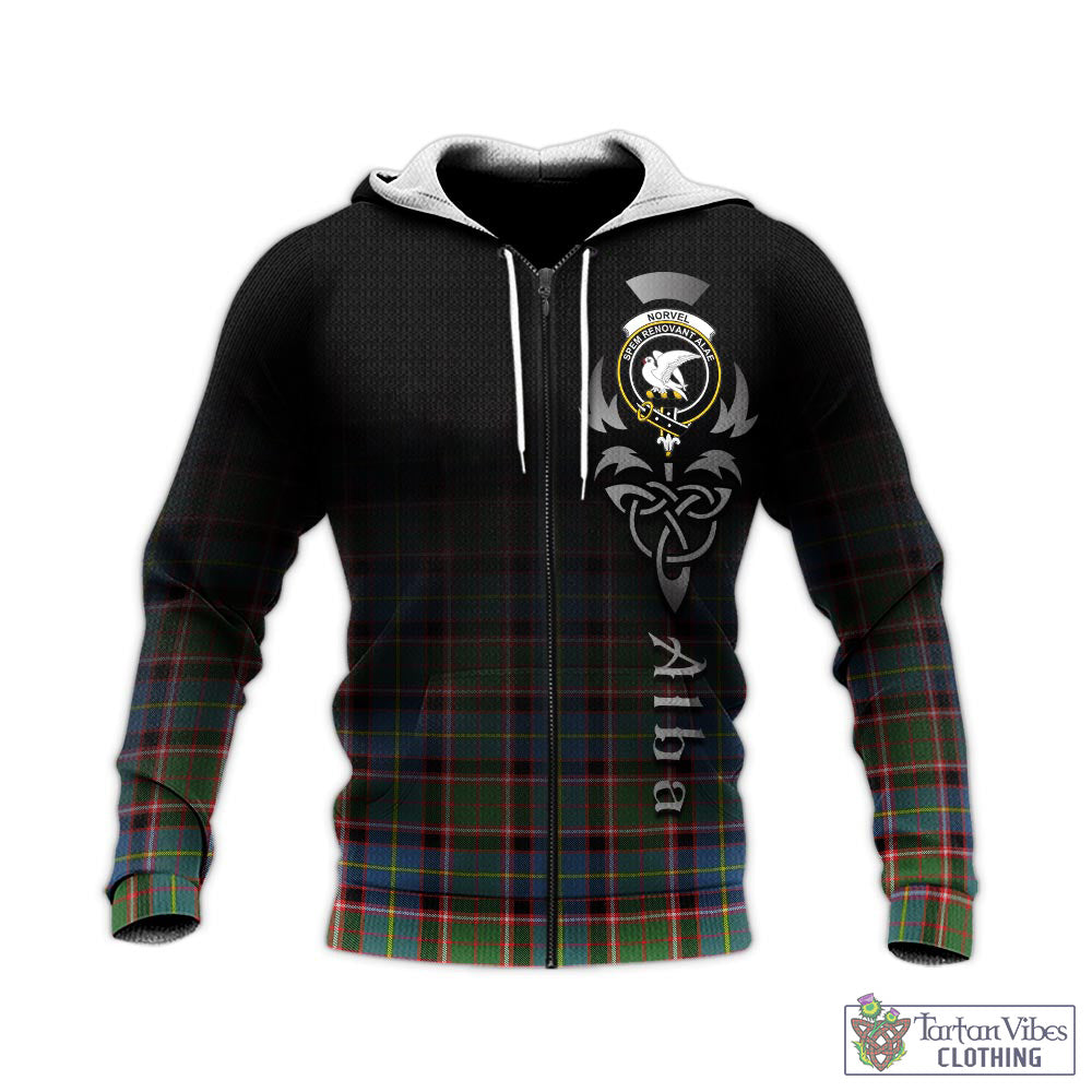 Norvel Tartan Knitted Hoodie Featuring Alba Gu Brath Family Crest Celtic Inspired - Tartan Vibes Clothing