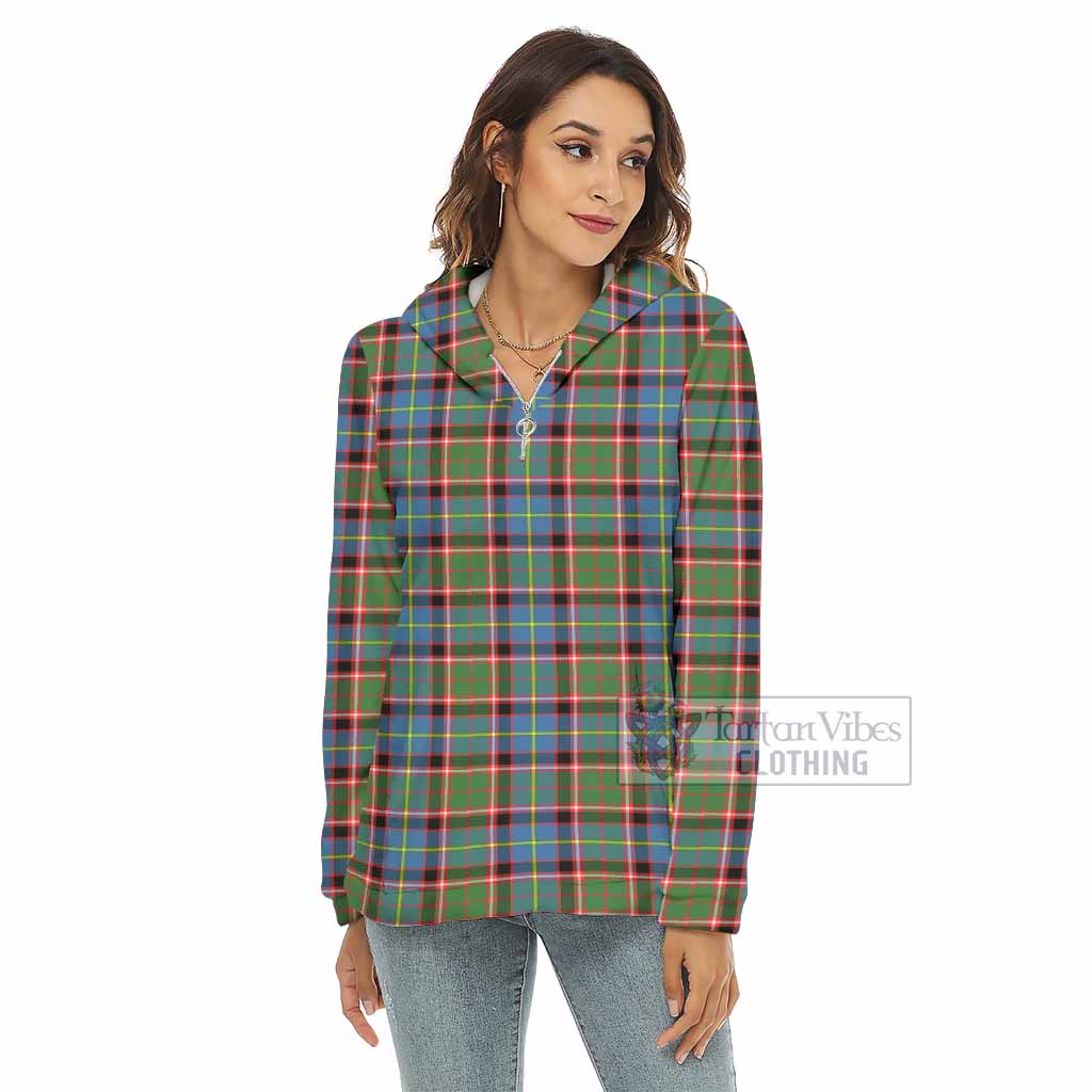 Norvel Tartan Women's Borg Fleece Hoodie with Half Zip - Tartan Vibes Clothing